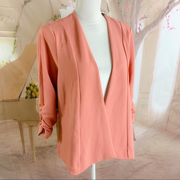 NEW TORRID DUSTY CORAL CREPE DRAPE FRONT BLAZER - Picture 5 of 14